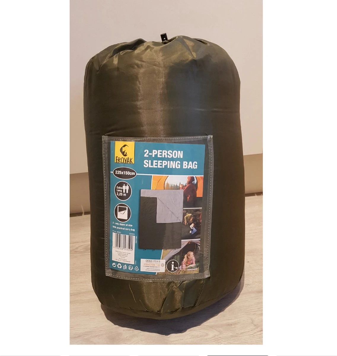 Froyak - 2-persoons Slaapzak - XXL - Groen - 225 X 150 Cm - Afbeelding 2