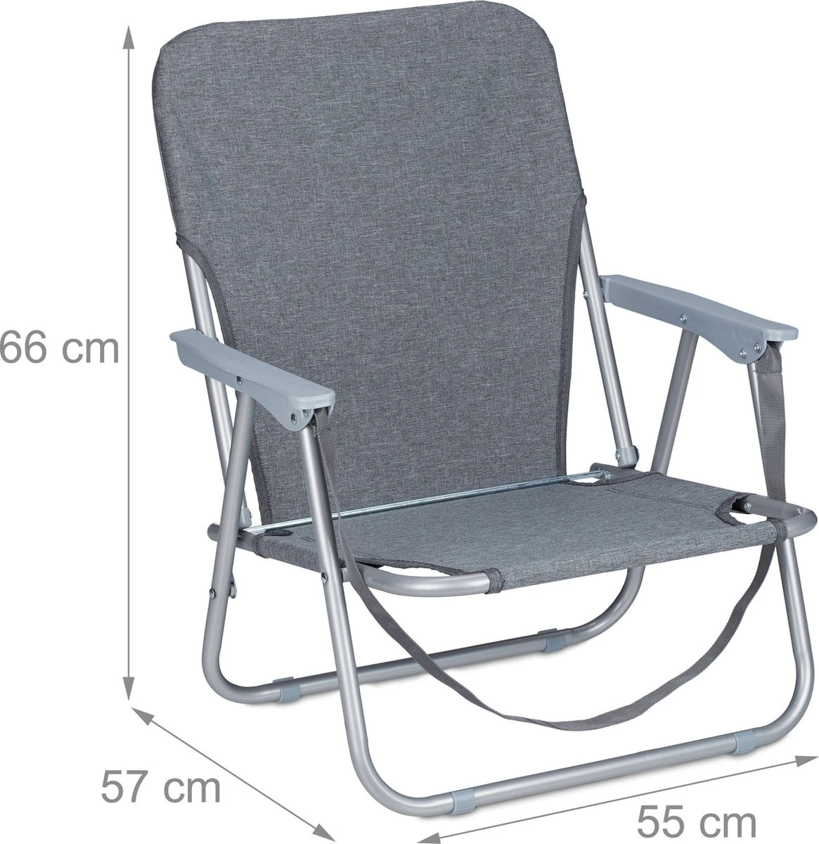 Relaxdays Strandstoel Opvouwbaar - Set Van 2 - Lage Campingstoel - Kampeerstoel Leuning - Grijs - Afbeelding 2