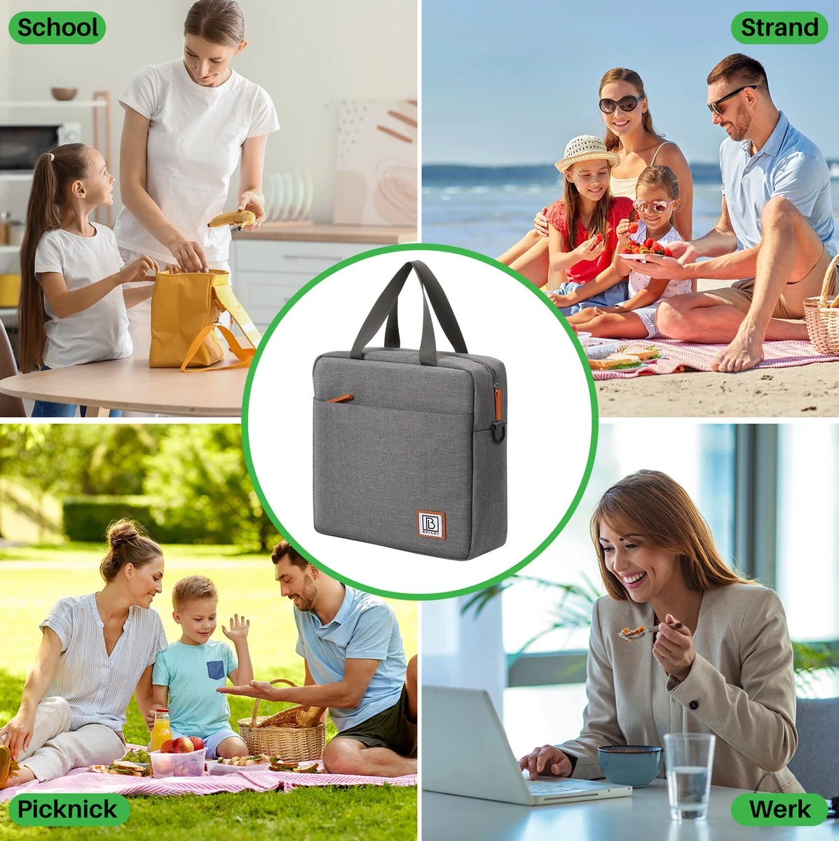 Brisby 4 Laags Geïsoleerde Koeltas - Lunchtas 7 Liter - Donkergrijs - Afbeelding 4