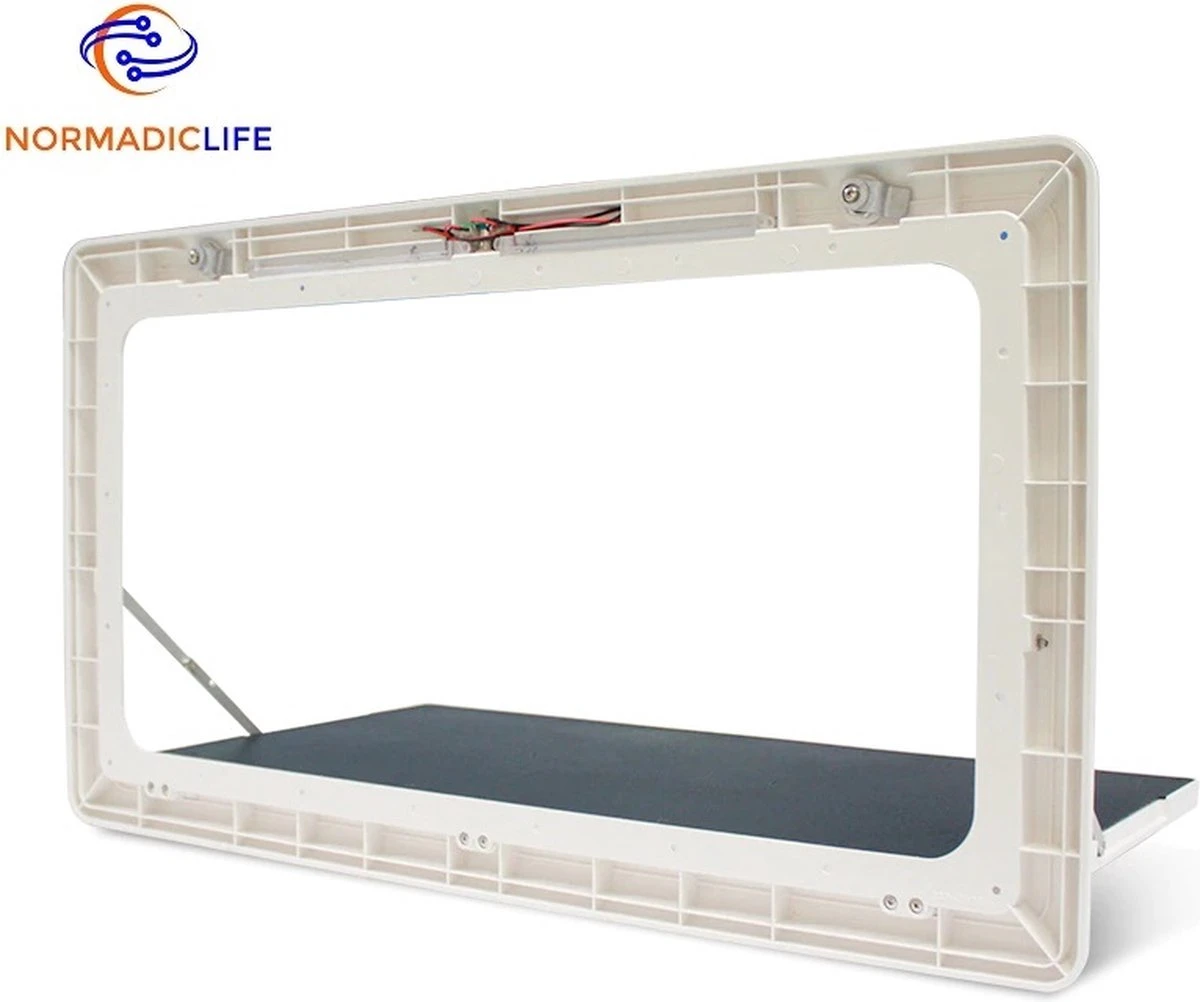 Merkloos NormadicLife® - Outdoor – Opklapbare Tafel - Eettafel – Tafel Voor Buitenkeuken - Caravan – Camper – Picknicktafel - Ingebouwd Ledlicht – Wit - Afbeelding 7