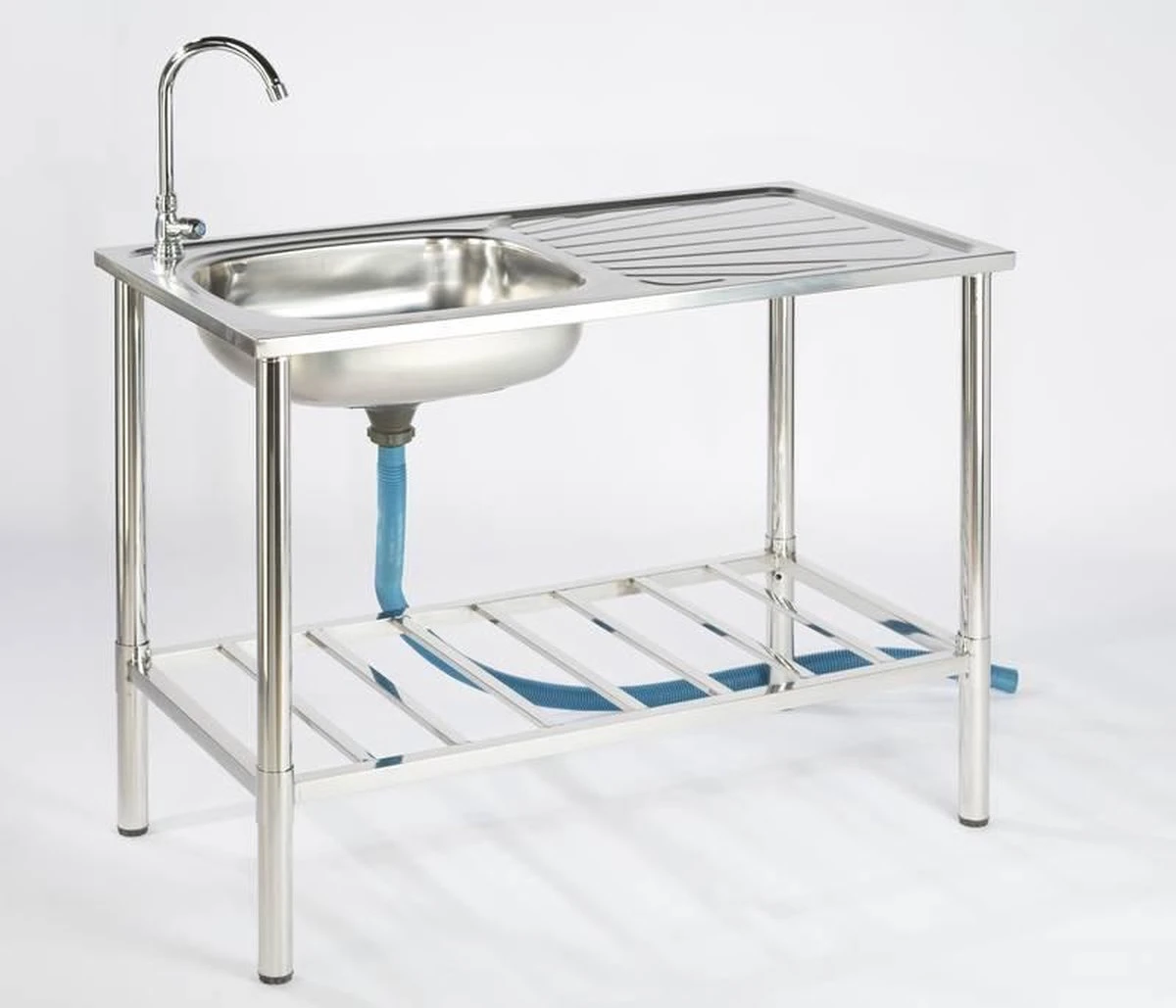 Camping/Outdoor Inox Tafel Met Gootsteen Lavabo En Kraan 100x77x50cm