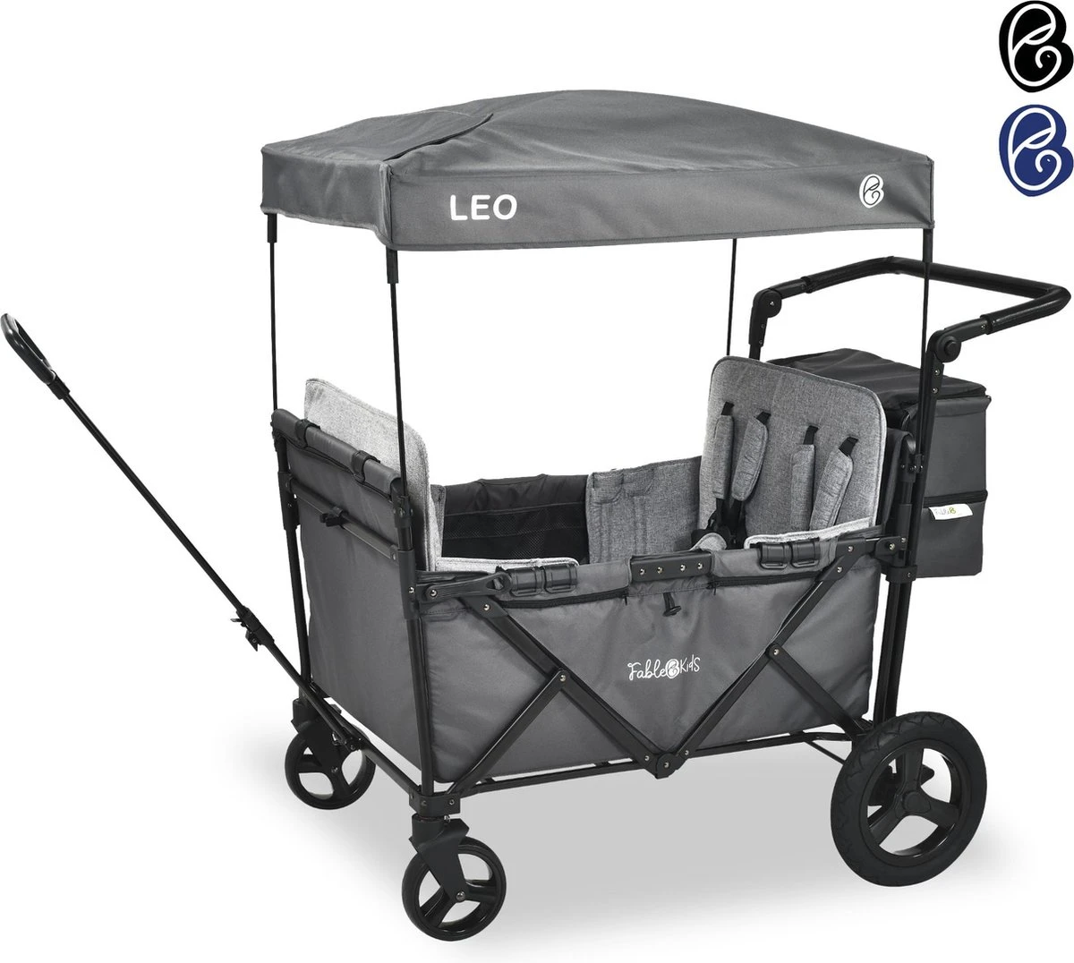 FableKids LEO X4Plus Opvouwbare Wagen Met Dak Fossil Grey