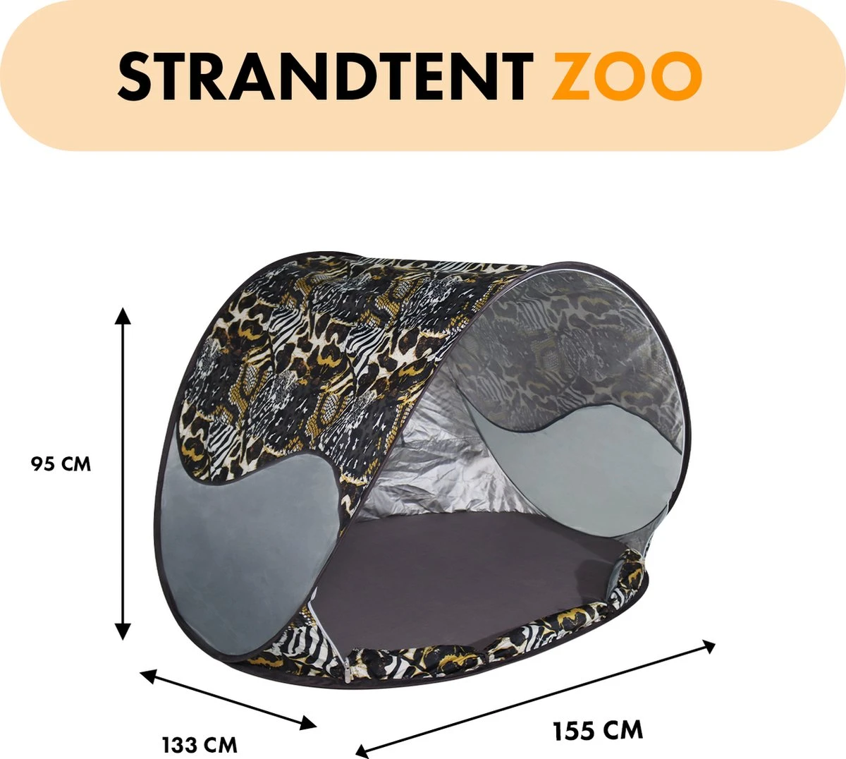 Deryan Luxe Pop Up Strandtent - Anti-UV 50+ - Zoo - Afbeelding 3