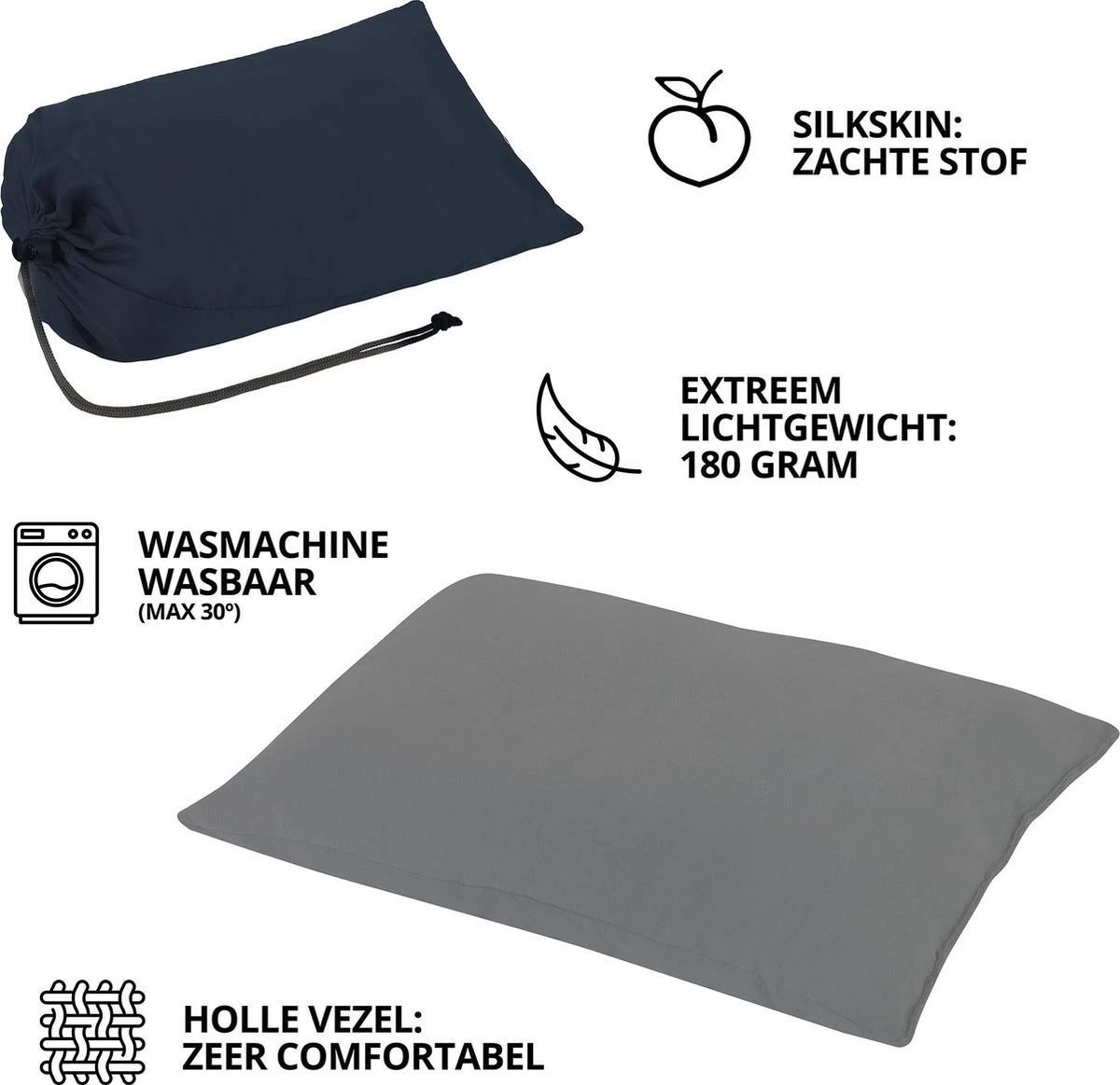 Dutch Mountains Slaapzak Goeree XL - Kussen 25x15cm - 220x90cm Katoenen Slaapzak - Tochtstrip - Afbeelding 7