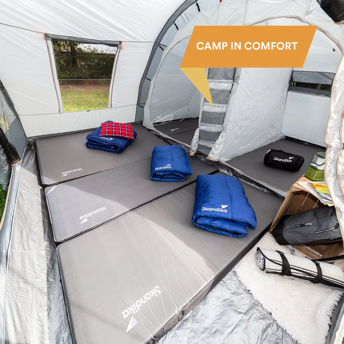 Skandika Easy Single Zelfopblaasbaar Slaapmat – Slaapmat – Slaapmat Zelfopblazend – Logeerbed – Polyester, PVC - Premium Zelfopblazend Luchtbed, Antislip-materiaal, Ideaal Voor Camping – Outdoor, Camping – Kamperen – 196 X 60 X 10 Cm – 3.2kg - Grijs - Afbeelding 4