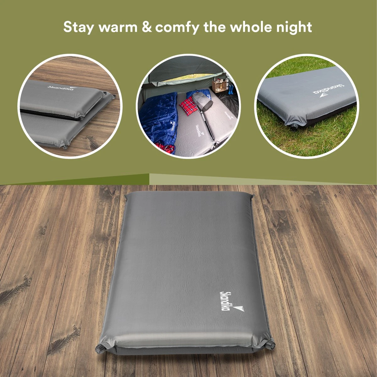 Skandika Easy Single Zelfopblaasbaar Slaapmat – Slaapmat – Slaapmat Zelfopblazend – Logeerbed – Polyester, PVC - Premium Zelfopblazend Luchtbed, Antislip-materiaal, Ideaal Voor Camping – Outdoor, Camping – Kamperen – 196 X 60 X 10 Cm – 3.2kg - Grijs - Afbeelding 5