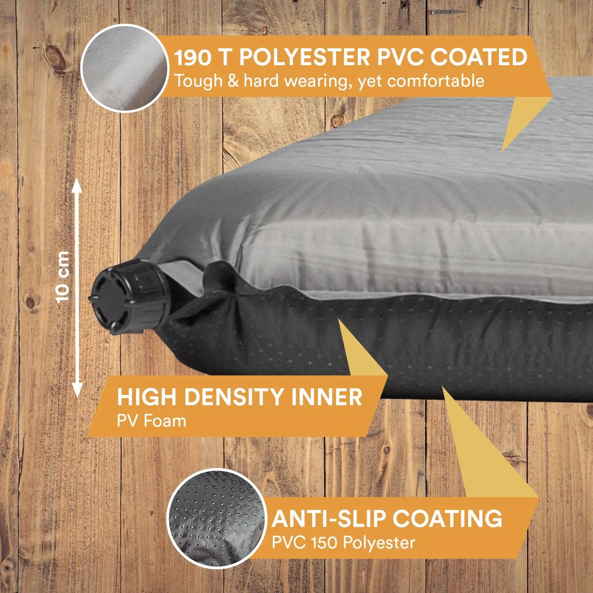 Skandika Easy Single Zelfopblaasbaar Slaapmat – Slaapmat – Slaapmat Zelfopblazend – Logeerbed – Polyester, PVC - Premium Zelfopblazend Luchtbed, Antislip-materiaal, Ideaal Voor Camping – Outdoor, Camping – Kamperen – 196 X 60 X 10 Cm – 3.2kg - Grijs - Afbeelding 8