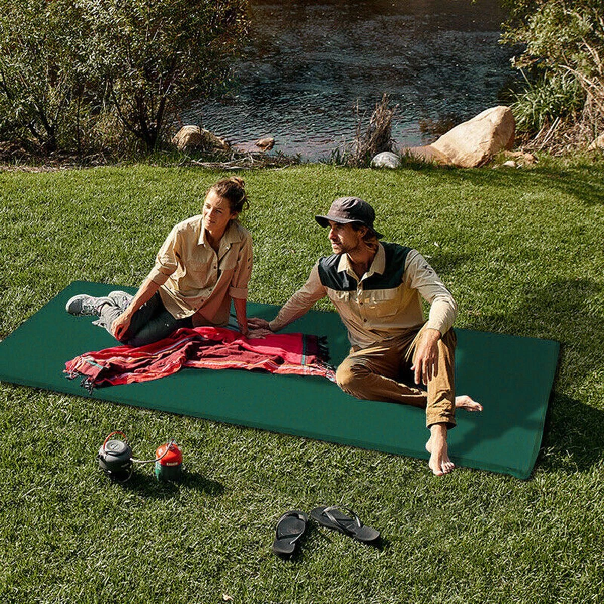 HikeMeister- Slaapmat - 200x 66 X 10 Cm - Zelfopblazend - 1 Persoons - Groen