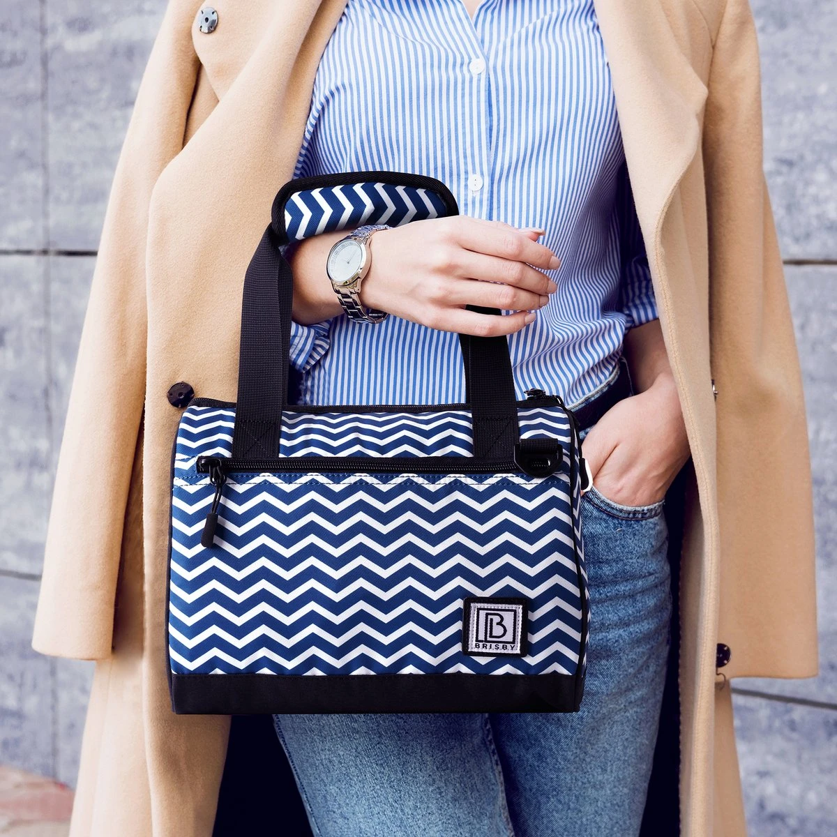 Brisby 4 Laags Geïsoleerde Koeltas - Lunchtas 10 Liter - Zigzag Blauw - Afbeelding 3