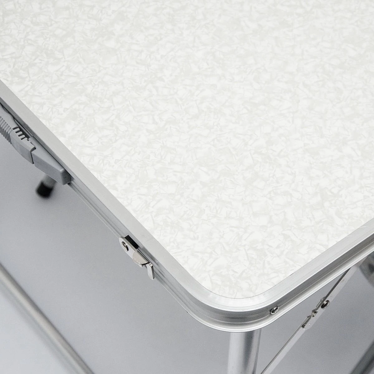 Aluminium Kampeertafel 120x60cm - Campingtafel Inklapbaar - 3-voudig Verstelbare Vouwtafel Grijs - Afbeelding 5