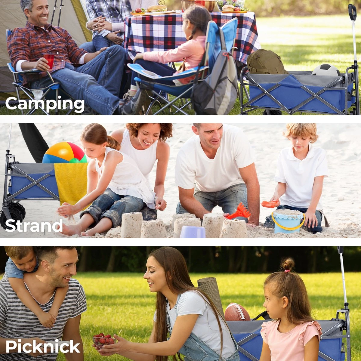 LifeGoods Bolderkar - Opvouwbaar - Tot 80KG - 94L - Wasbaar Polyester - 98x45cm - Blauw/Grijs - Afbeelding 5