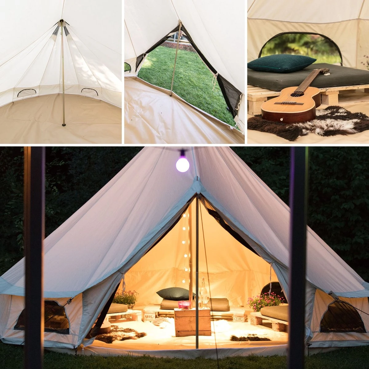 Skandika Tipii 400 Canvas Tent – Tipi-tenten – 8 Persoons Familietent - Campingtent – Muggengaas – 250 Cm Stahoogte – 400 Cm Diameter – 4000 Mm Waterkolom – Indische Tent, Partytent, Festivaltent – Outdoor, Camping, Tuin – Kamperen – Wit - Afbeelding 8