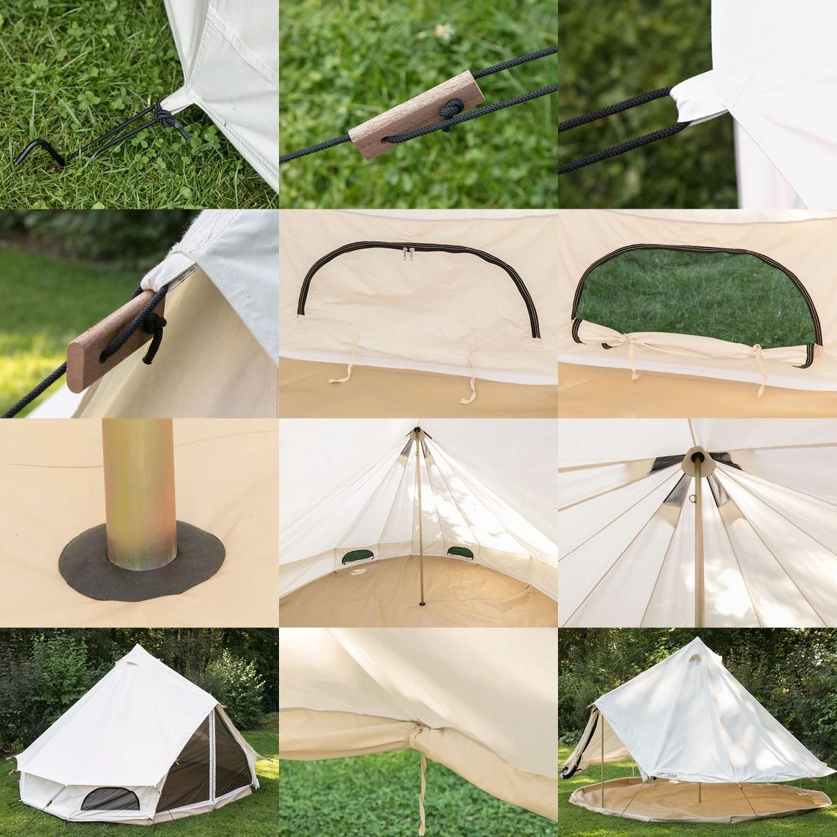 Skandika Tipii 400 Canvas Tent – Tipi-tenten – 8 Persoons Familietent - Campingtent – Muggengaas – 250 Cm Stahoogte – 400 Cm Diameter – 4000 Mm Waterkolom – Indische Tent, Partytent, Festivaltent – Outdoor, Camping, Tuin – Kamperen – Wit - Afbeelding 9
