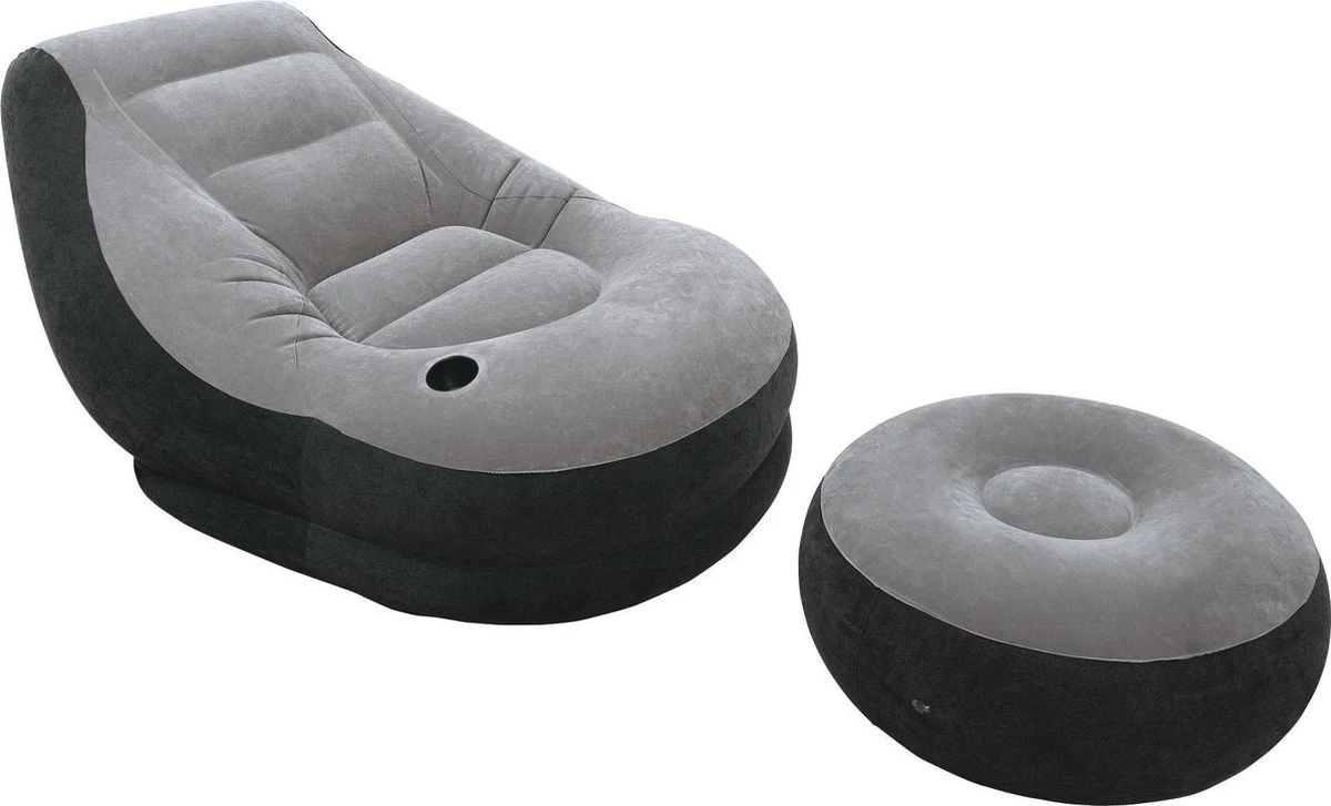 Intex Lounge Stoel - Ultra Lounge - Opblaasbaar - Grijs/zwart - Afbeelding 3