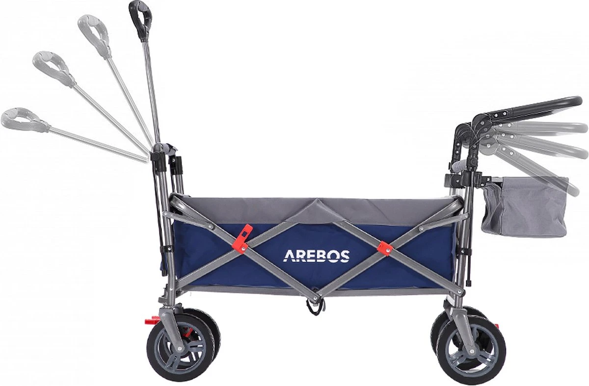 AREBOS Premium Steekwagen Met Dak Opvouwbare Tuinkar Handkar Bolderkar Blauw / Grijs - Afbeelding 11