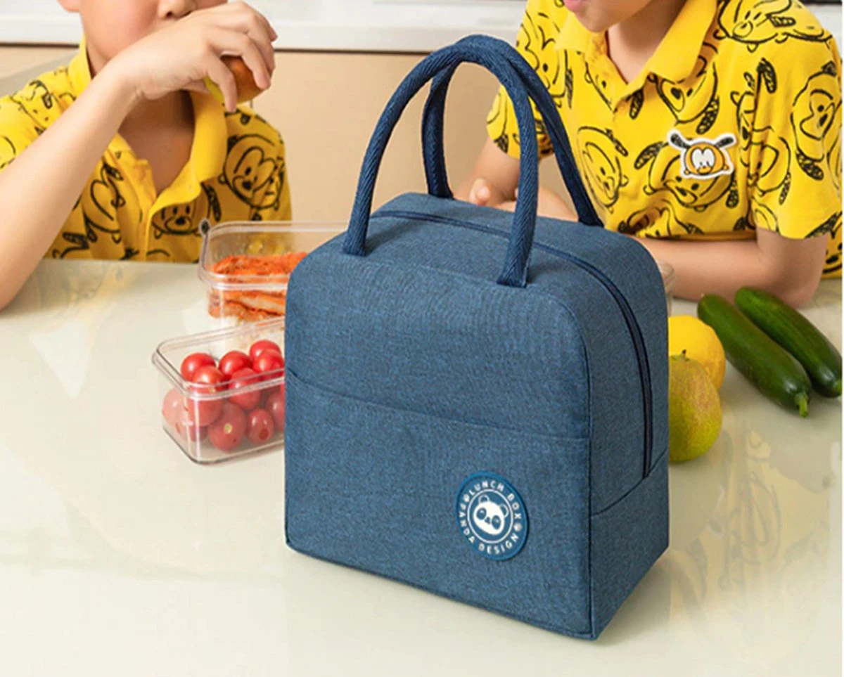 Merkloos Koeltas Lunch - Lunchtas Volwassenen - Kinderen - Lunchtrommel - Picknicktas - Koelzak - Coolbag - Waterdicht - Lunchtas - Koeltasje - Donker Blauw - Afbeelding 8