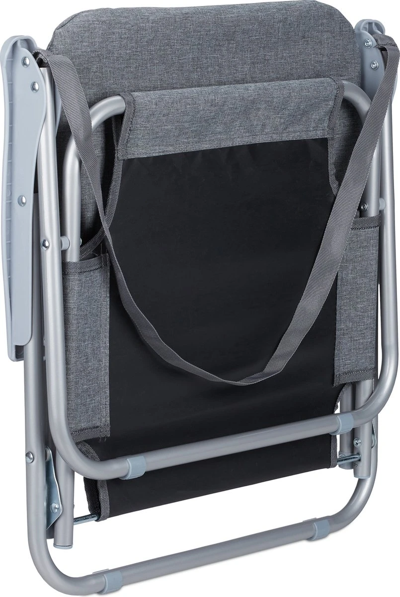 Relaxdays Strandstoel Opvouwbaar - Set Van 2 - Lage Campingstoel - Kampeerstoel Leuning - Grijs - Afbeelding 5