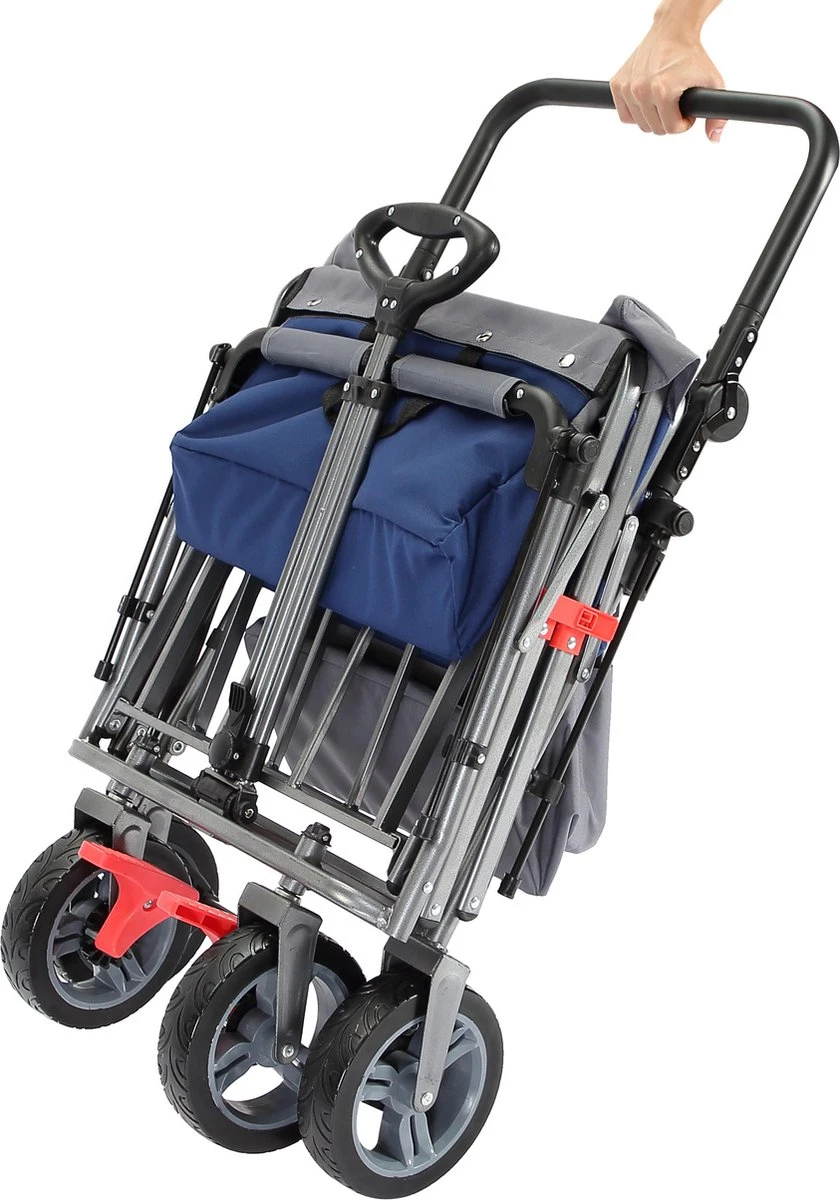 AREBOS Premium Steekwagen Met Dak Opvouwbare Tuinkar Handkar Bolderkar Blauw / Grijs - Afbeelding 12